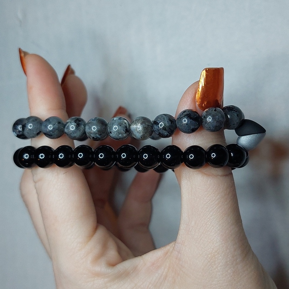 Customizable Couple stone bracelet bundle/alloy magnetic heart